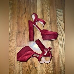 Sexy Cathy Jean Red Open Toe Velvet Heels